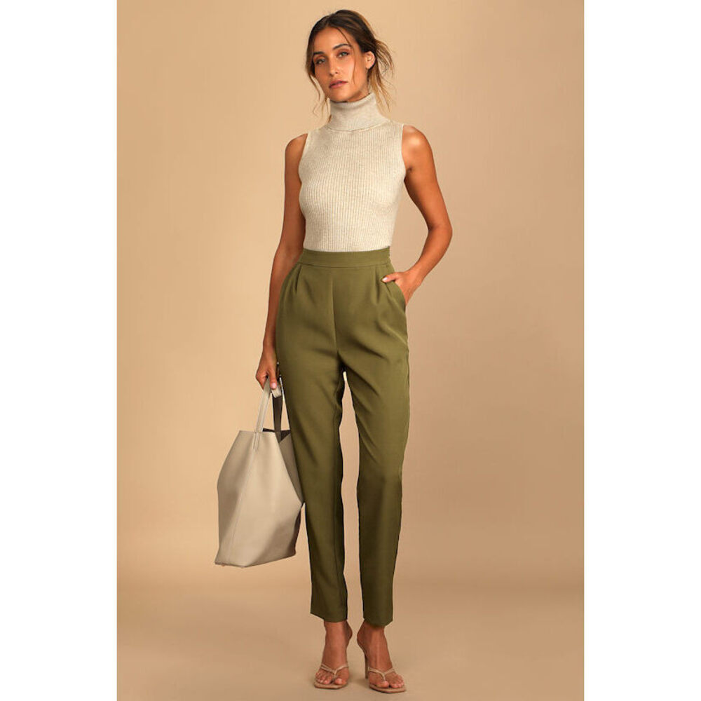 Lulus Like Clockwork Olive Green Trouser Pants - Size L